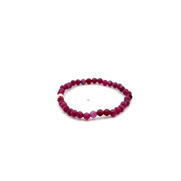 Natural Ruby Gemstone Mini 4mm 18K Bar Faceted Charm Bead July Birthstone - Picture 2 of 4
